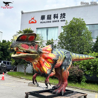 Modèle de Dilophosaure animatronique grandeur nature télécommandé pour parc à thème sur le thème des dinosaures, destiné à la présentation