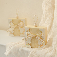 Boîtes cadeaux de luxe en papier pliable avec poignée, pour bonbons et biscuits, avec nœud en dentelle