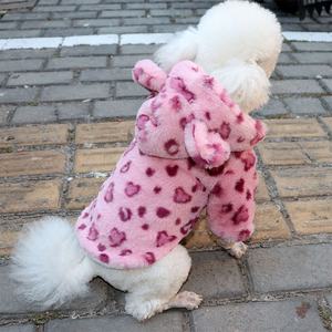 Cálido espesar suave gato perro pijamas estampado de leopardo lindo cremallera con capucha abrigo chaqueta invierno mascota abrigo ropa - Product Image 2