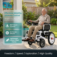 Fauteuil roulant électrique pliable léger pour personnes âgées et handicapées, capacité 150 kg, cadre en acier carbone, moteur 500 W