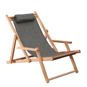 Chaise longue de plage pliable en <span class=keywords><strong>bois</strong></span> personnalisée en <span class=keywords><strong>tissu</strong></span> rayé pour l'extérieur avec logo pour la bière Cambodgienne Tennent's - Product Image 6