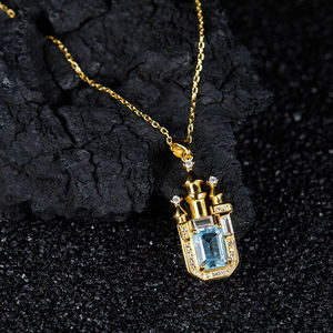 Collar de clavícula de piedras preciosas populares para mujer S925 plata con incrustaciones de topacio Natural Castillo personalizado collar de piedras preciosas de colores - Product Image 2