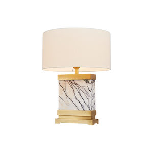 Modern Alabaster <b>Table</b> Lamp Luxury Hotel Bedroom Decor Natural Copper Brass Base Fabric Shade <b>LED</b> Lineate Alabaster <b>Table</b> Lamp - Product Image 1