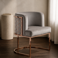 Fauteuil de salon en velours personnalisé avec base en acier inoxydable et dossier enveloppant pour la vente en gros de meubles d'hôtel et de restaurant