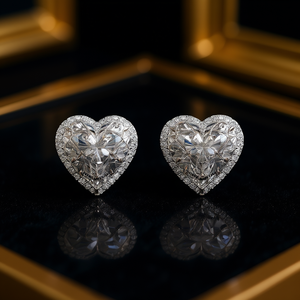 ต่างหูเพชรทรงหัวใจสีขาวทองคำขาว E1235 สี D ธรรมชาติ รับรองโดย GIA สำหรับผู้หญิง สไตล์โรแมนติกสำหรับงานแต่งงาน - Product Image 2