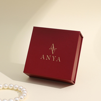 Boîte à bijoux à rabat A1 Signature Bourgogne 9,5x9,5x3,7cm, sac en papier avec logo doré 20x15cm, ensemble cadeau bracelet perle, Premium