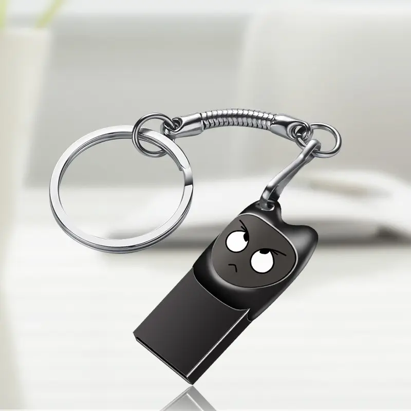 Metal U disk customized multi-expression Totoro dual-use vehicle USB flash drive patent gift U stick wholesale