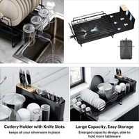 Égouttoir à vaisselle extensible et réglable à une seule couche, gain de place, pour cuisine, à poser sur l'évier, vente directe usine