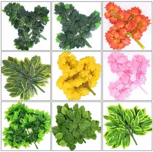 Manufacturer Wholesale Plastic Artificial Leaves Hanging Artificial Wall Plant plastic maple leaves