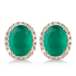 925 Silver Oval Cut <b>Stud</b> Earrings Rose Gold Plated Diamond Halo Classic Women's Everyday Wear - Product Image 1