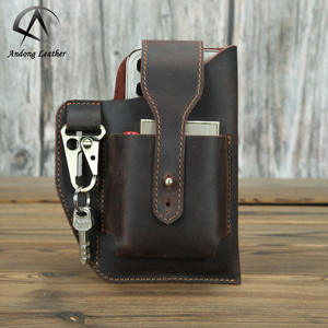 Sac banane rétro en cuir de vache véritable Andong, style Crazy Horse, pour homme, idéal pour les activités de plein air et le sport, avec pochette pour téléphone et portefeuille. - Product Image 1