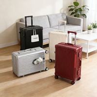Valise trolley de luxe 20 pouces, valises de voyage 23 kg, coque rigide ABS PC, ensemble de bagages 3 pièces avec cadre en aluminium