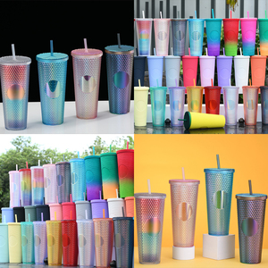 Gobelets réutilisables en diamant de 24 oz en gros, multicolores, noirs, avec couvercle et paille - Product Image 6