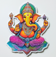 Aimant de réfrigérateur rond en acrylique imperméable personnalisé avec le dieu hindou Ganesha, cadeau promotionnel culturel indien