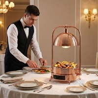 Ensemble de Réchauffeur Alimentaire de Haute Qualité en Acier Inoxydable 304 Or Rose pour Hôtel Affichage Numérique Lampe Chauffante Buffet Électrique Station de Réchauffement