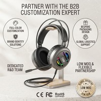 Casque de jeu ODM OEM circum-auriculaire dynamique RGB avec suppression active du bruit, faible latence, commandes tactiles, microphone, fil USB
