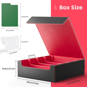 Très Durable Grande Capacité Quatre Rangées Boîte à Cartes en Cuir PU Triple Fenêtre Affichage Trois Royaumes Tuant Double Emballage Imprimé - Product Image 2