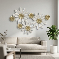 Décoration Murale Luxe Nouvelle Livraison Accent Intérieur Maison 75.57*5.08*50.17CM Décoration Murale Métal Blanc Doré pour Salon