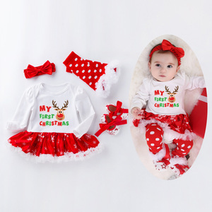 Produttore di vestiti per bambini Set di vestiti per neonati a maniche lunghe di natale per ragazze - Product Image 4