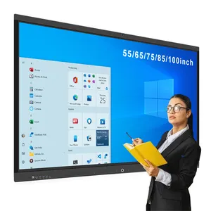 شاشة عرض LCD مسطحة تفاعلية متعددة اللمس لوح أبيض رقمي ذكي للصفوف لوح إشعارات مقاس 65 75 86 بوصة 350 cd/m2