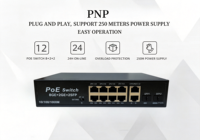 Switch PoE 12 ports Gigabit 10/100/1000 Mbps, 2 ports SFP+, non géré, montable en rack, empilable, 22 Gbit/s QoS, direct usine