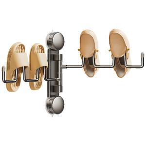 ชั้นวางรองเท้าแบบติดผนังพร้อมถ้วยดูดสุญญากาศ พับเก็บได้ หมุนได้ ใช้สำหรับตากผ้าในห้องน้ำ ห้องนอน ห้องนั่งเล่น จุรองเท้าได้ 4-5 คู่ - Product Image 2