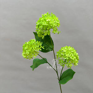 H-367solid non-effondrement 3 têtes en plastique hortensia fleurs Faux boule verte maison mariage décor hortensia artificiel géranium Bush - Product Image 3