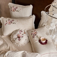 Parure de lit en lin et coton quatre saisons, broderie florale antique, housse de couette en dentelle, ensemble de literie de luxe, vente en gros