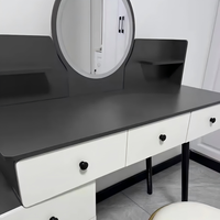 Coiffeuse moderne simple en bois avec miroir et rangement, facile à assembler, gain de place, pour chambre, école, appartement
