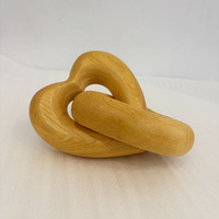 Chaîne décorative en bois sculptée à la main en forme de cœur à 2 anneaux, pour table basse, cadeau artisanal