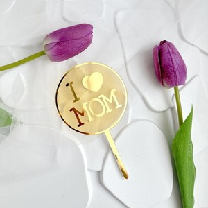 Nuevo Adorno Acrílico Dorado para Pastel <span class=keywords><strong>de</strong></span> Cumpleaños del Día <span class=keywords><strong>de</strong></span> la Madre, Adorno para Cupcakes con la Frase 'I Love Mom', Decoración para Pastel <span class=keywords><strong>de</strong></span> Fiesta del Día <span class=keywords><strong>de</strong></span> la Madre - Product Image 3