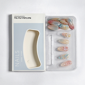 24 <span class=keywords><strong>faux</strong></span> ongles en ABS, forme amande, nude ombré, avec papillons 3D, fleurs et strass, réutilisables, en acrylique, avec colle, pour femmes - Product Image 6