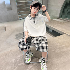 Nouvel <span class=keywords><strong>ensemble</strong></span> de vêtements pour garçons adolescents, vêtements d'été décontractés, polo à manches courtes de haute qualité et <span class=keywords><strong>ensemble</strong></span> de vêtements polo, 12-13 ans - Product Image 2