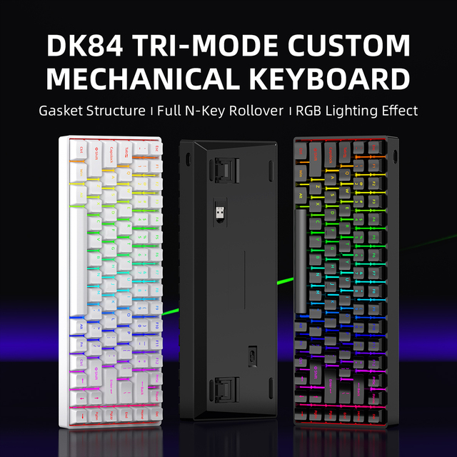 DK84 Tri-Mode Custom Mechanical Keyboard,Gasket-mounted, RGB-ready, Hot-swappable, and Built for Premium, Silent Performance.