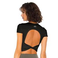 Camiseta Deportiva de Compresión para Mujer, Ajustada, de Nailon y Elastano, con Espalda Descubierta, para Pilates, Ropa Deportiva, Venta al Por Mayor