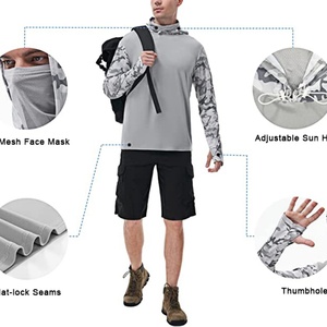 Chemise de chasse en polyester personnalisée, chemise anti-UV unisexe à manches longues pour la pêche avec masque facial - Product Image 3