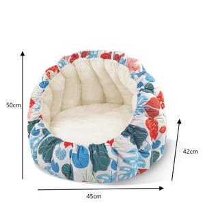 럭셔리 소형 고양이 및 개 소파 애완 동물 침대 봉제 인조 모피 둥지 솔리드 & 동물 인쇄 패턴 겨울 여행 기능 작은 애완 동물 - Product Image 3