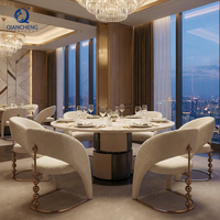Ensemble de table à manger en marbre naturel de luxe italien haut de gamme, 6 chaises, usine de Foshan en Chine, design tendance, table pour hôtel et restaurant