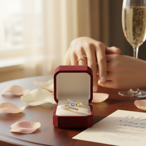 Anillo de Boda para Mujer con Diamante Natural de Corte Brillante de 1.00CT, en Oro Amarillo de 14K, con Engaste de Puntas y Baño de Rodio - Product Image 3