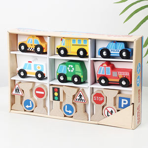 幼児木製おもちゃの車の道路標識は交通認識教育ゲームをブロックします - Product Image 6