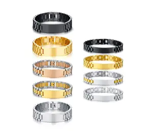Hot Sale Titan Stahls chmuck Gravierbarer Riemen Herren gebogenes Marken armband für Geschenke