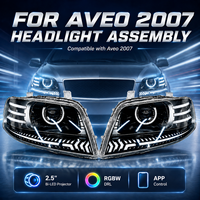 Feux avant LED pour AVEO 2007, ensemble de phares automatiques, lentille de projecteur Bi LED de 2,5 pouces, DRL RGBW, feux de jour, commande par application