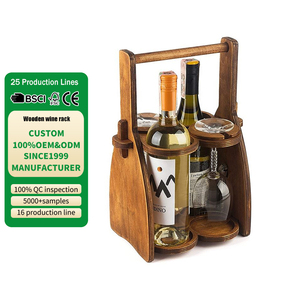 BSCI fabbrica casa cucina Bar in legno bevanda Caddy per bottiglie di vino e porta bicchieri Bar Caddy porta birra BBQ - Product Image 1