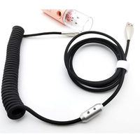 Personalizado colorido nailon trenzado aluminio 11FT 3,3 metros en espiral USB C cable mecánico teclado Cable con resorte para teclado