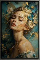 Art mural de portrait en feuille d'or de luxe, peinture à l'huile texturée 3D peinte à la main