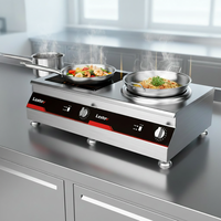 Cuisinière à induction en céramique à double brûleur Lestov avec boîtier en acier inoxydable 5000W pour les restaurants en buffet