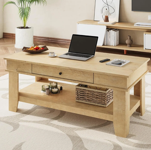 Mesa de centro con cajón y estante de almacenamiento, mesa central rectangular de 47,2 pulgadas con acabado de <span class=keywords><strong>grano</strong></span> de madera, muebles modernos para sala de estar - Product Image 1