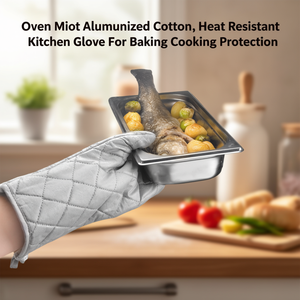 Guanto da forno in cotone alluminizzato resistente al calore per protezione durante la cottura e la preparazione dei cibi - Product Image 3
