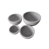Lot de 4 grands pots de fleurs en pierre de fibre, forme bol, pour jardin, intérieur/extérieur, gris marbre, pour la décoration de jardin
