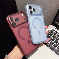 Étui de téléphone antichoc translucide mat en TPU PC avec charge magnétique anti-rayures couleur bordeaux pour iPhone 18 Pro 18 Pro Max